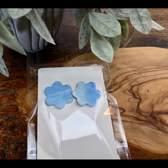 Handmade Abstract Cloud Polymer Clay Stud Earrings - Picture 6 of 6